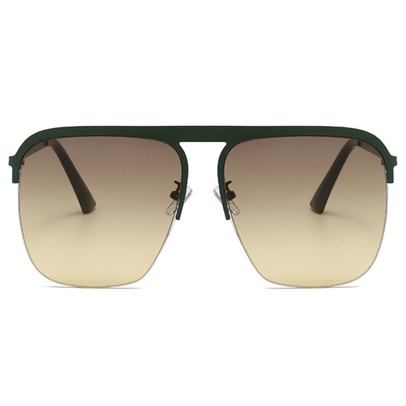 Square Frame Semi-Rimless Oversized Sunglasses
