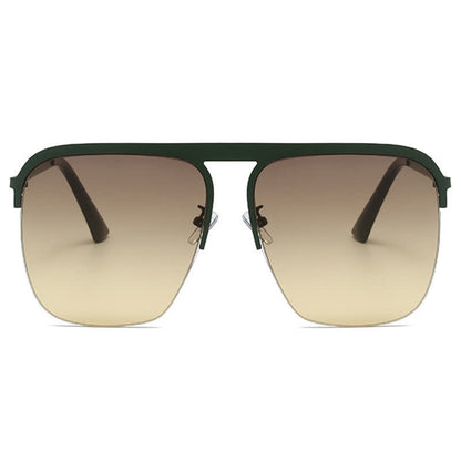 Square Frame Semi-Rimless Oversized Sunglasses