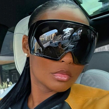 One-piece Lens Oversized Wrap Around Futuristic Sunglasses For Outdoor Sports