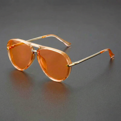 Double Bridges Metal Temples Aviator Sunglasses