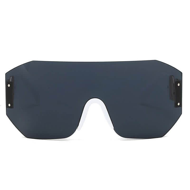 One-piece Rimless Oversized Tined Sunglasses