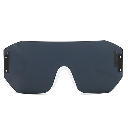 One-piece Rimless Oversized Tined Sunglasses