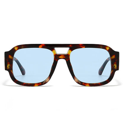 Square Frame Double Bridges Classic Thick Sunglasses