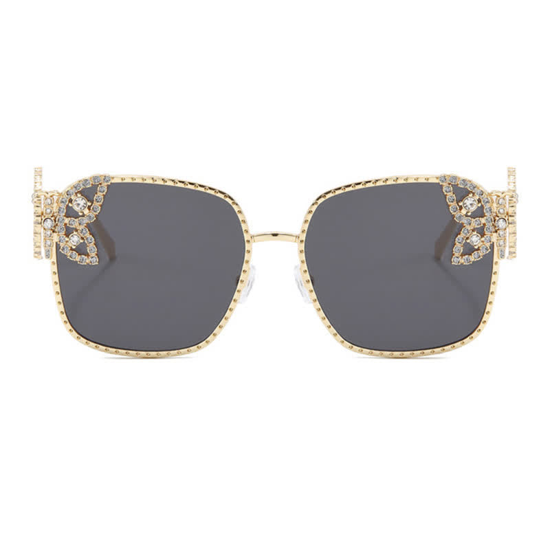 Square Frame Butterfly Decor Oversized Sunglasses