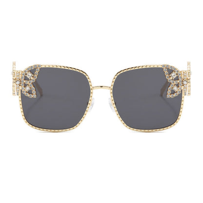 Square Frame Butterfly Decor Oversized Sunglasses