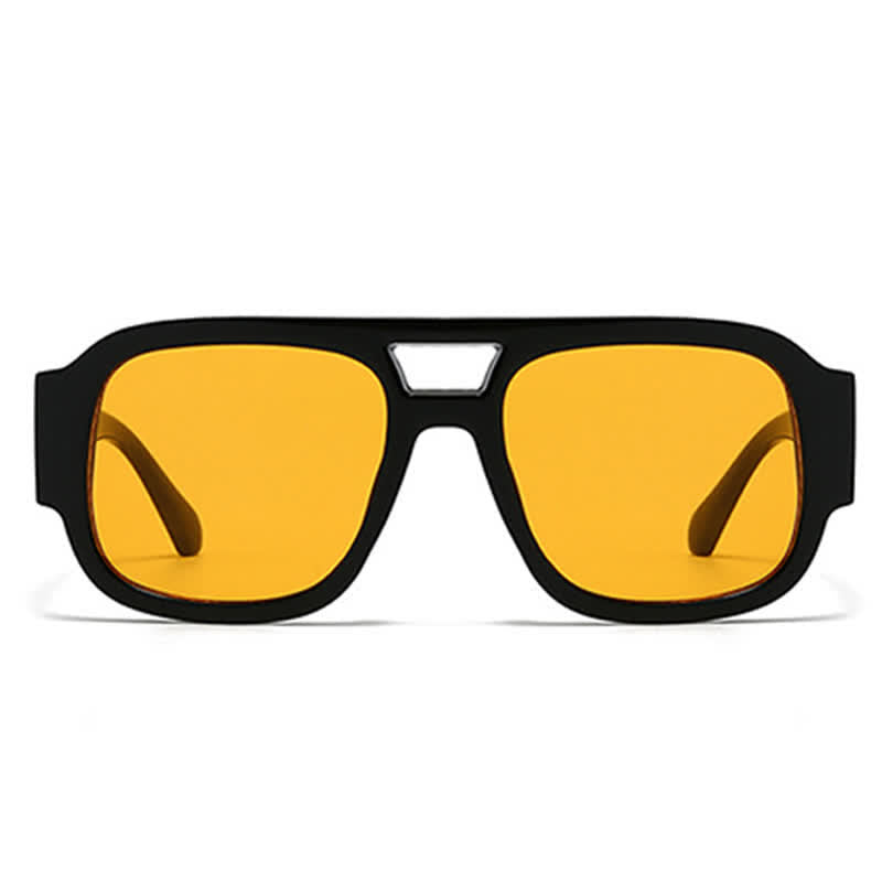 Square Frame Double Bridges Classic Thick Sunglasses