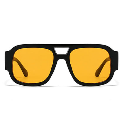 Square Frame Double Bridges Classic Thick Sunglasses