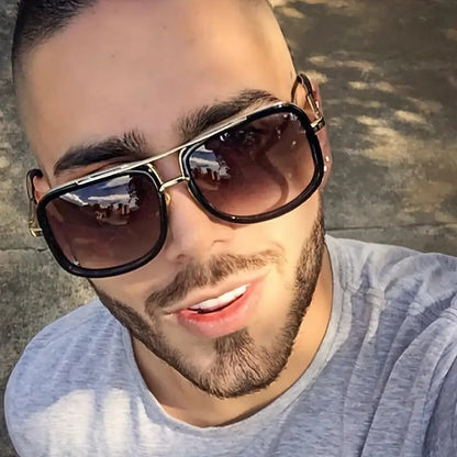 Aviator Double Bridges Frame Brown Ombre Tinted Sunglasses