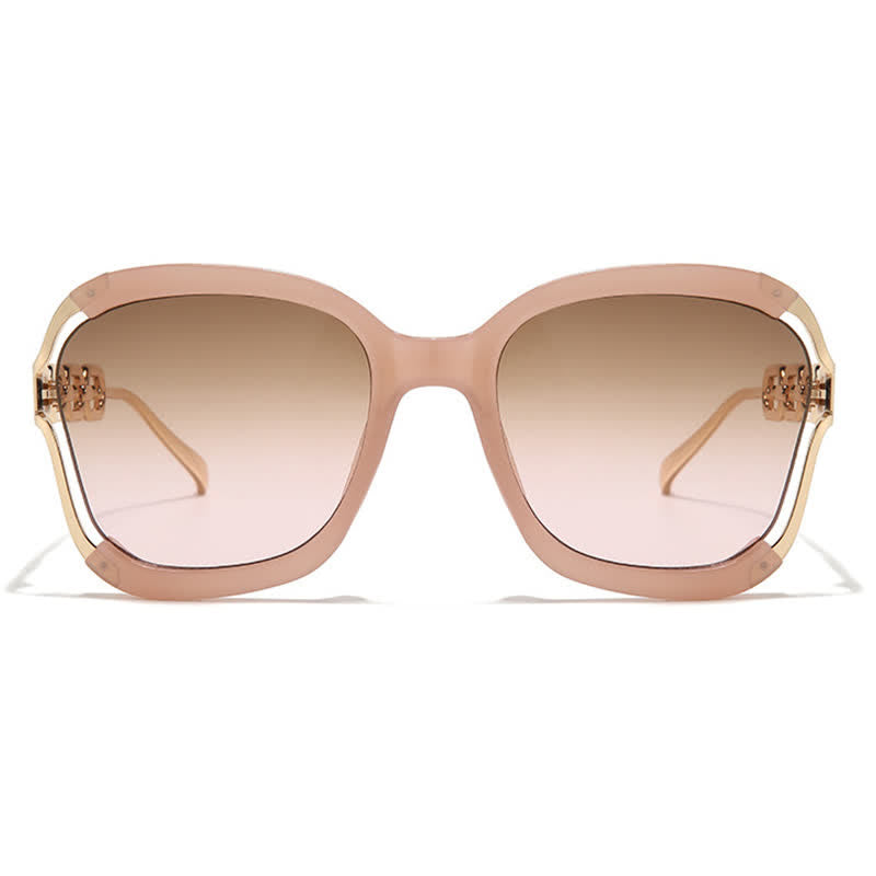 Fashion Square Chain Temples Oversized Sunglasses