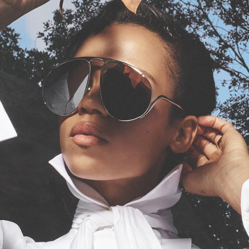 Hipster Metal Temples Aviator Sunglasses