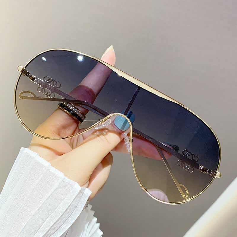Oversized One-piece Aviator Sunglasses