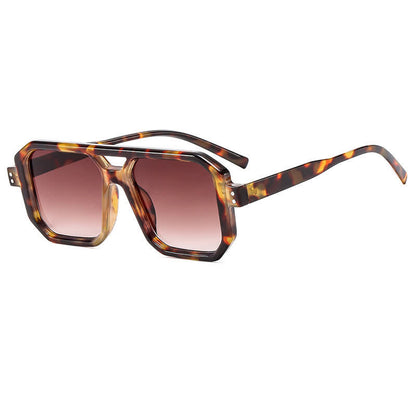 Trendy Square Frame Double Bridges Sunglasses