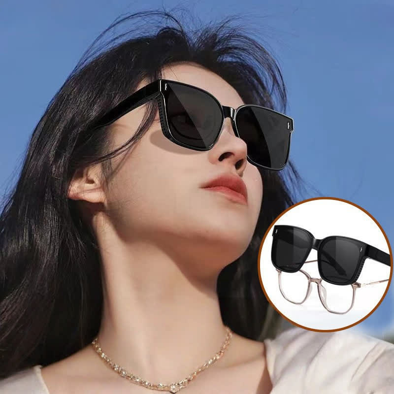 Fit Over Glasses Square Frame Foldable Sunglasses for Women Men