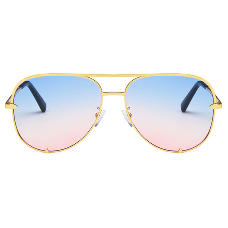 Vintage Double Bridges Aviator Frame Sunglasses For Driving