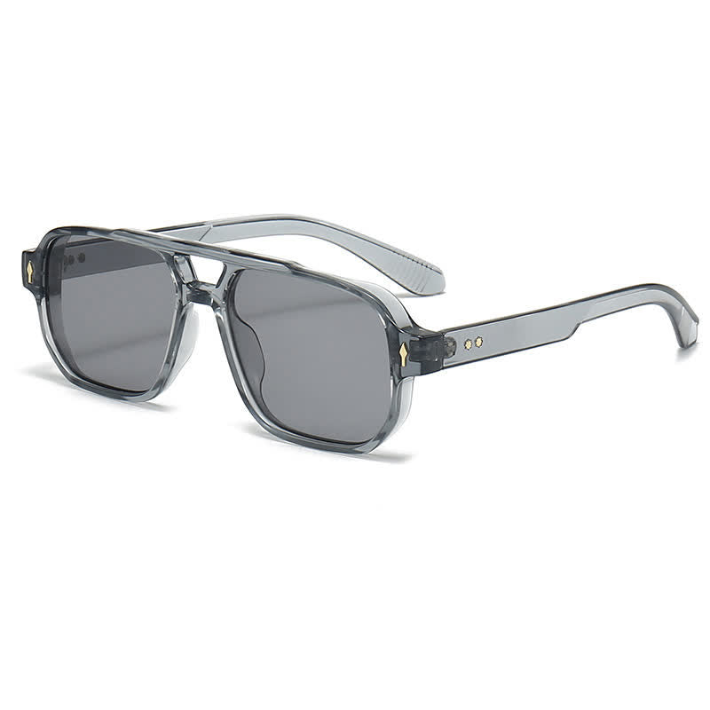 Square Frame Double Bridges Vintage Arrow Sunglasses
