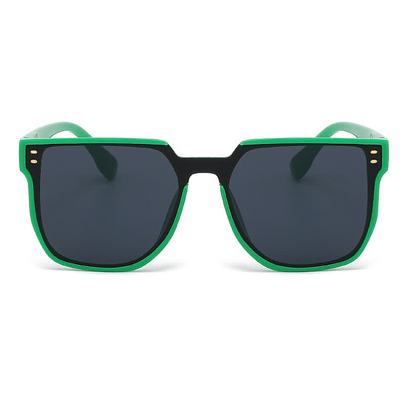 Mirror Lens Square Frame Driving Sunglasses