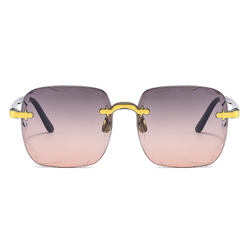 Square Frame Oversized Trendy Rimless Sunglasses
