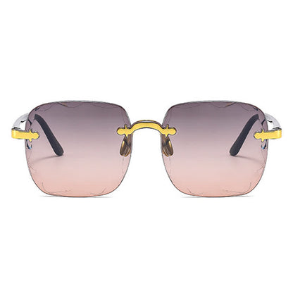 Square Frame Oversized Trendy Rimless Sunglasses