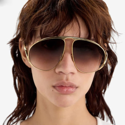 Hipster Metal Temples Aviator Sunglasses