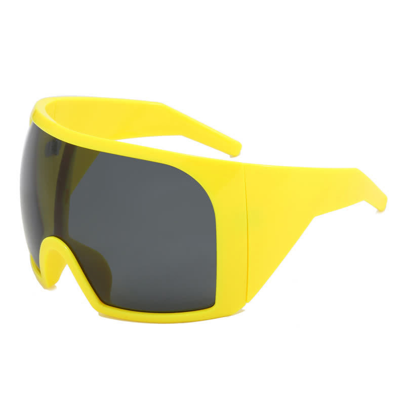 One-piece Lens Oversized Wrap Around Futuristic Sunglasses For Outdoor Sports