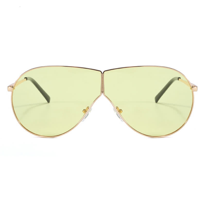 Hipster One-piece Metal Temples Aviator Sunglasses