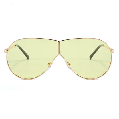 Hipster One-piece Metal Temples Aviator Sunglasses