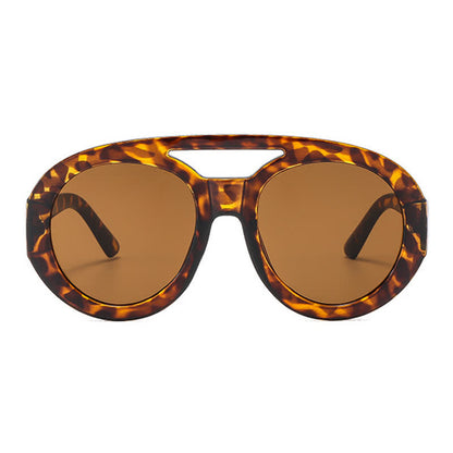 Round Frame Double Bridges Oversized Aviator Sunglasses