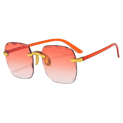 Square Frame Oversized Trendy Rimless Sunglasses