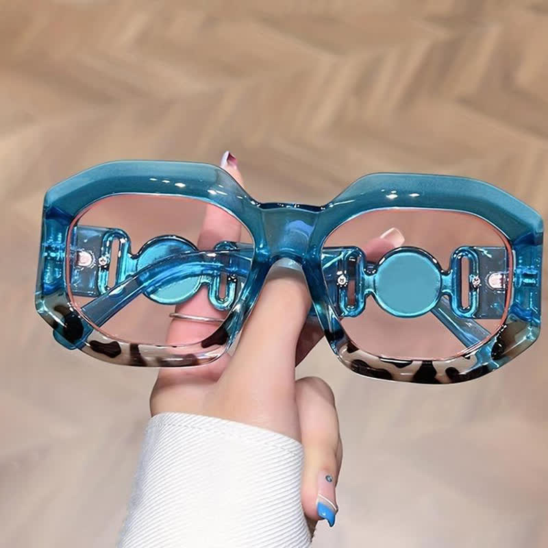 Trendy Geometric Thick Frame Sunglasses