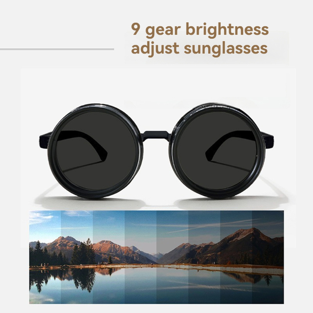 Round Adjustable Frame Steampunk Polarized Sunglasses