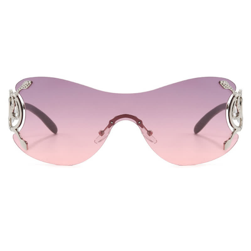 Snake Design Temples One-piece Rimless Y2K Sunglasses