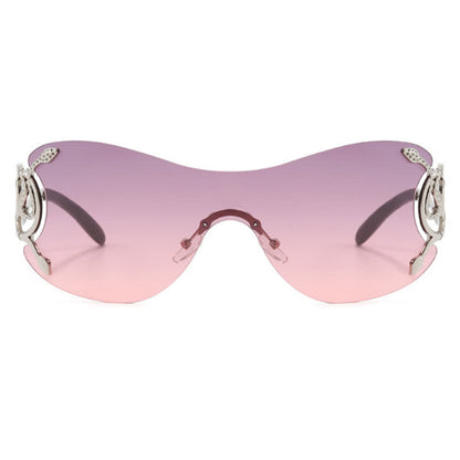 Snake Design Temples One-piece Rimless Y2K Sunglasses