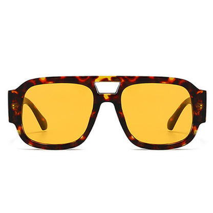 Square Frame Double Bridges Classic Thick Sunglasses
