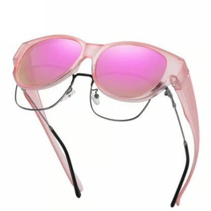 Polarized Round Frame Driving Sunglasses Fit Over Glasses for Women Men