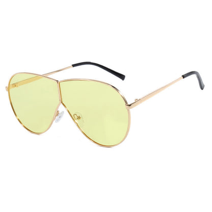 Hipster One-piece Metal Temples Aviator Sunglasses
