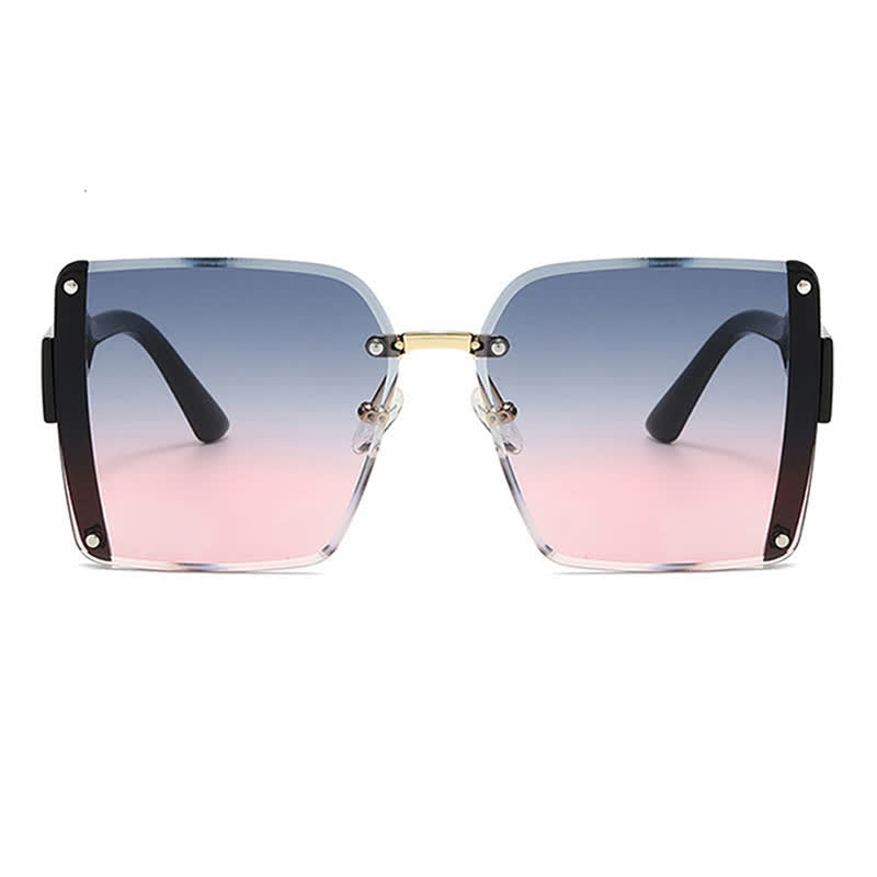 Square Frame Oversized Rimless Sunglasses