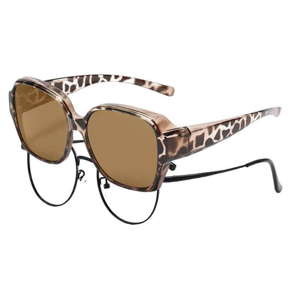 Square Frame Polarized Driving Sunglasses Fit Over Glasses for Nearsighted People