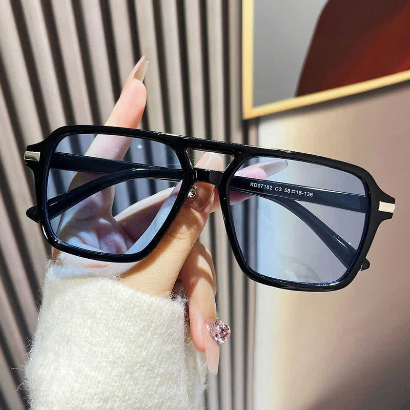 Square Frame Double Bridges Classic Sunglasses