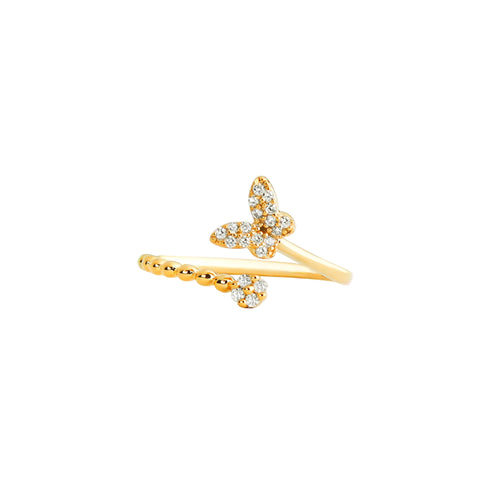 Butterfly Diamond Open Ring – Golden Flutter of Sparkle & Whimsy