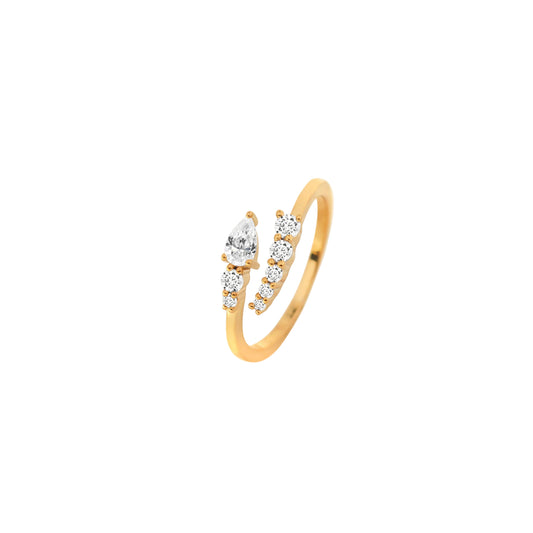 Pear Diamond Open Wrap Ring – A Sparkling Cascade of Elegance