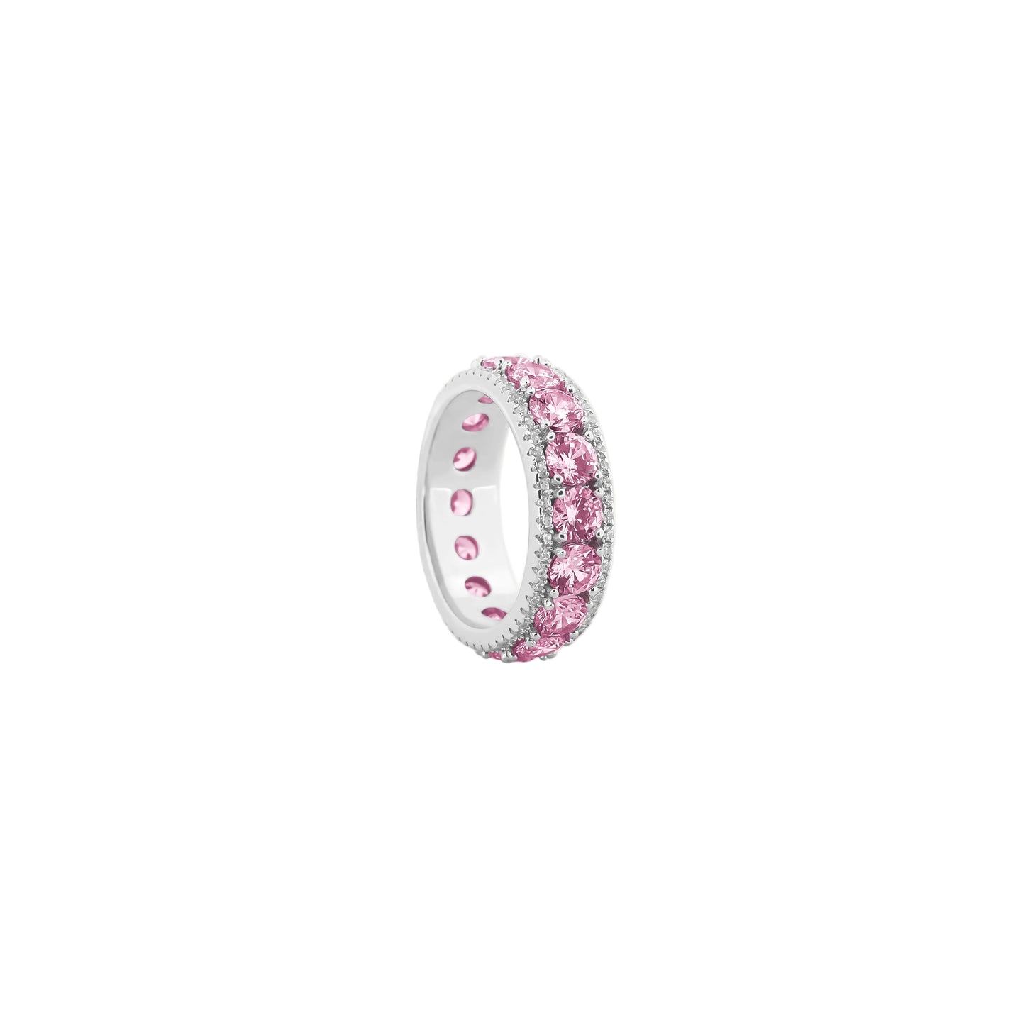 Pink Sapphire Double Row Eternity Ring – Golden Sparkle of Sweet Luxury