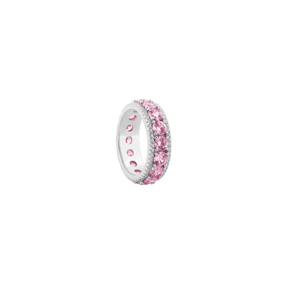 Pink Sapphire Double Row Eternity Ring – Golden Sparkle of Sweet Luxury