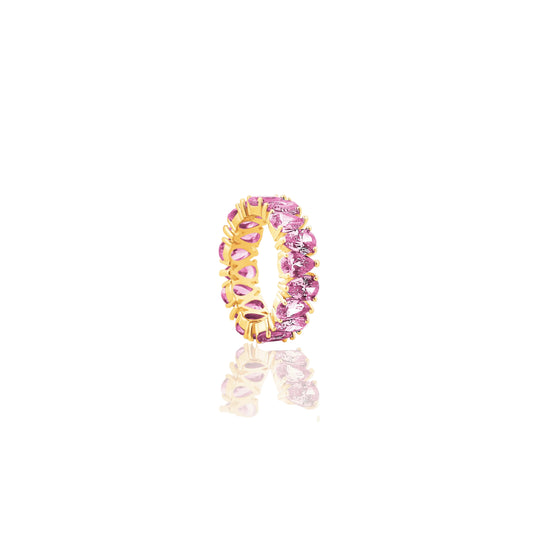 Pink Pear Gem Eternity Ring – A Full Circle of Blush Sparkle