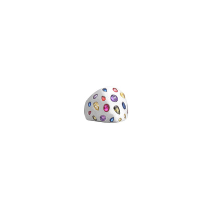 Multicolor Gem Statement Ring – A Golden Canvas of Rainbow Sparkle