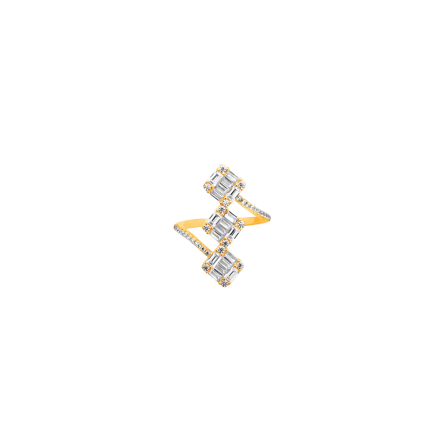 Geometric Step Baguette Diamond Ring – Modern Sparkle in Bold Lines