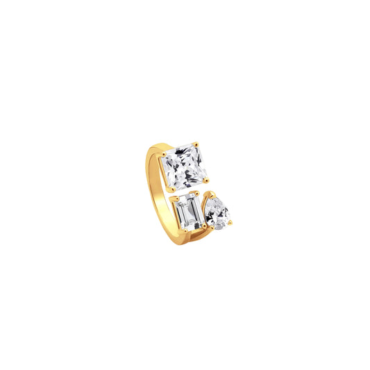 Triple-Cut Diamond Open Ring – A Geometry of Timeless Sparkle