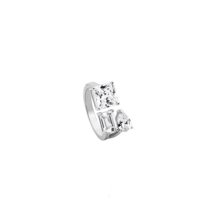 Triple-Cut Diamond Open Ring – A Geometry of Timeless Sparkle