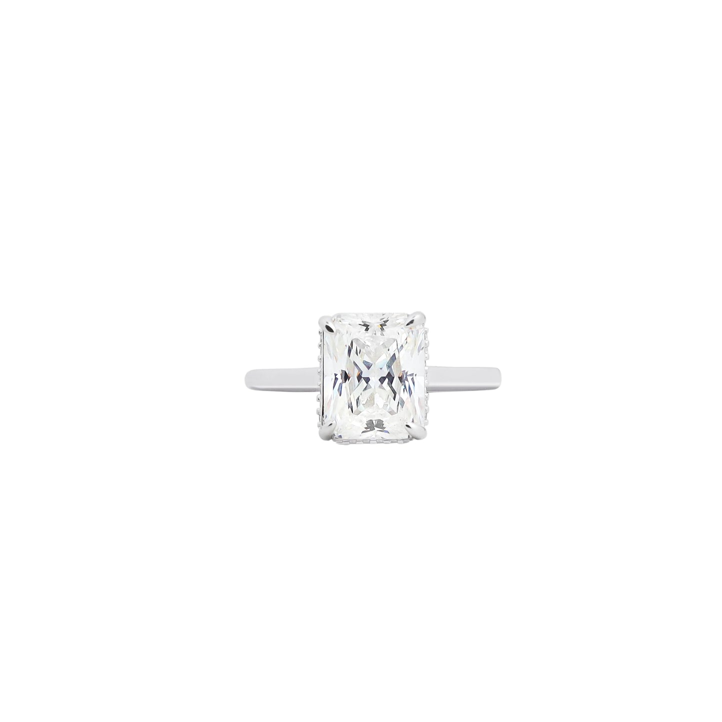 Radiant Cut Milgrain Ring – Golden Beads Framing Timeless Brilliance
