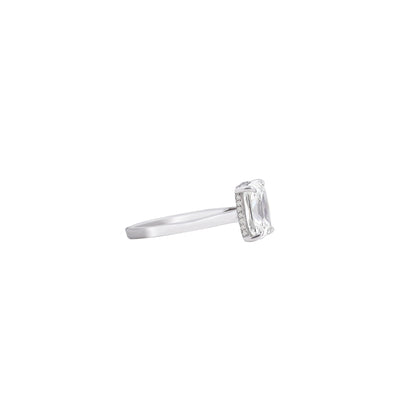 Radiant Cut Milgrain Ring – Golden Beads Framing Timeless Brilliance