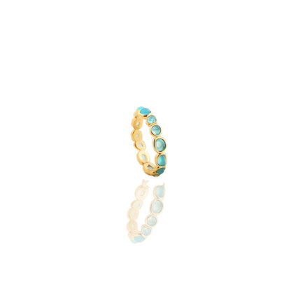 Ocean Gradient Gemstone Eternity Ring – Golden Waves of Serenity